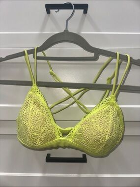 Victoria's Secret Neon Yellow Lace Bralette with Strappy Back